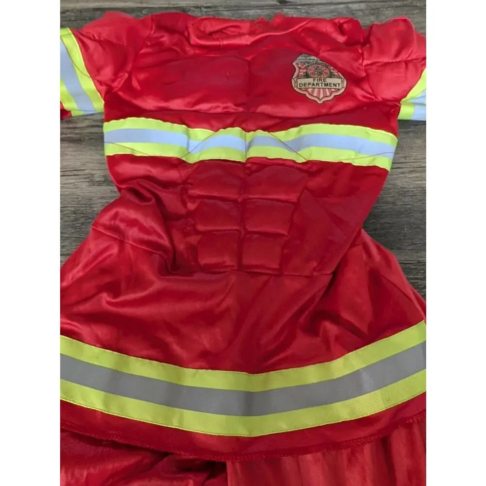 Red Fireman Toddler Boy Halloween Costume Cheif Firefighter Size 3-4T